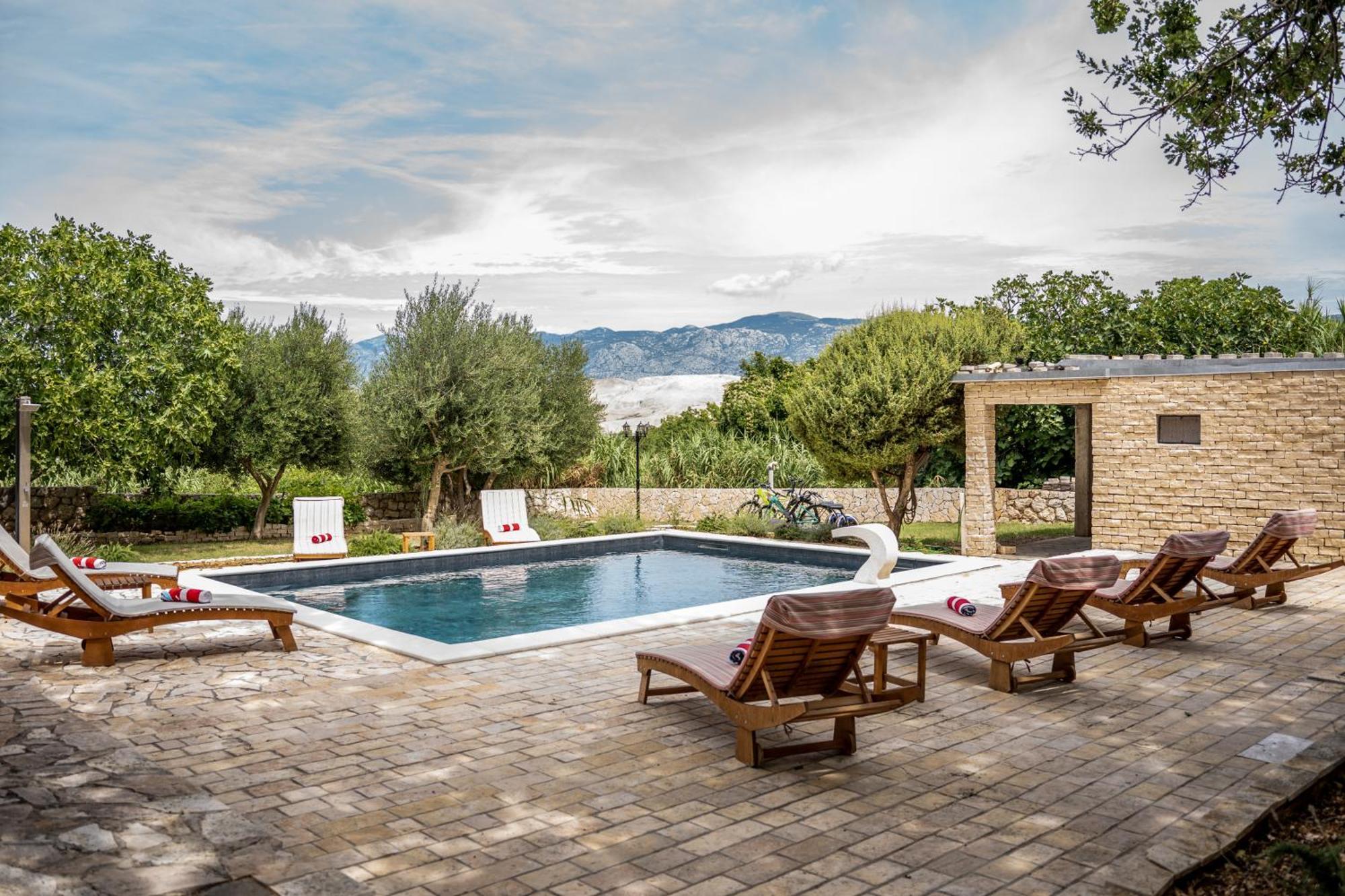 Villa Pag Dubrava Relax With Pool Bosana Bagian luar foto